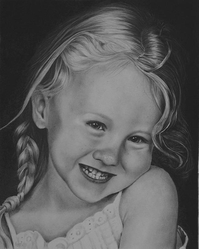 Mark Treick pencil drawings little girl commission drawing 